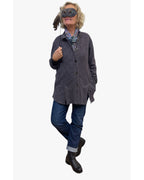 Lavender Navy Textured Cotton Tuxedo Jacket Four Vent | Engayla