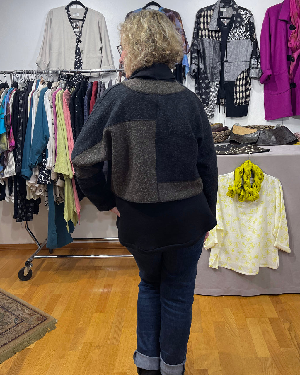 Charcoal Brown Alpaca Wool Bolero Knobby Weave | Engayla