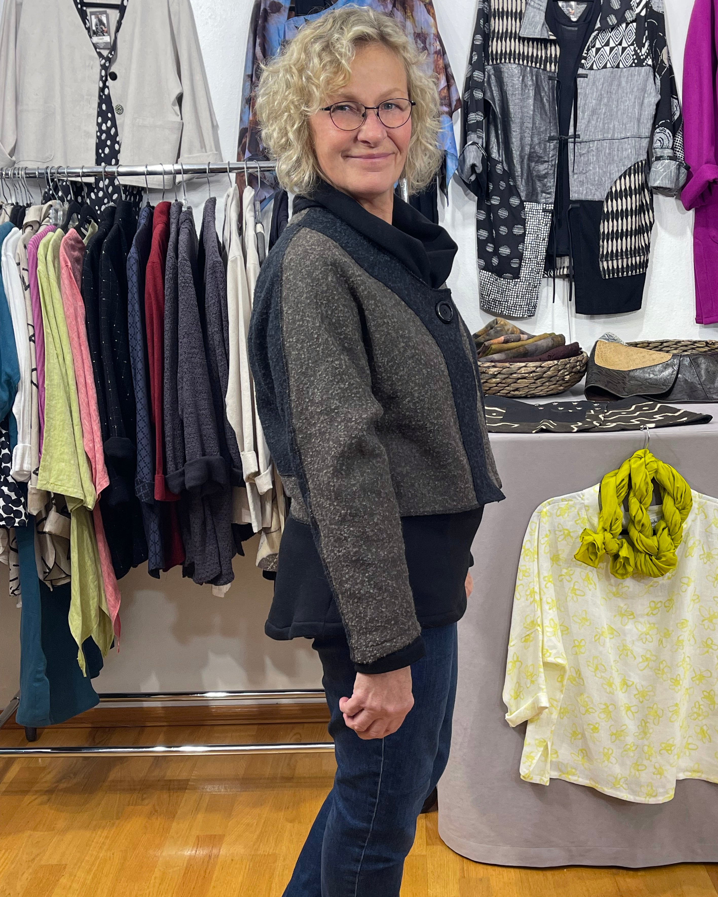 Charcoal Brown Alpaca Wool Bolero Knobby Weave | Engayla