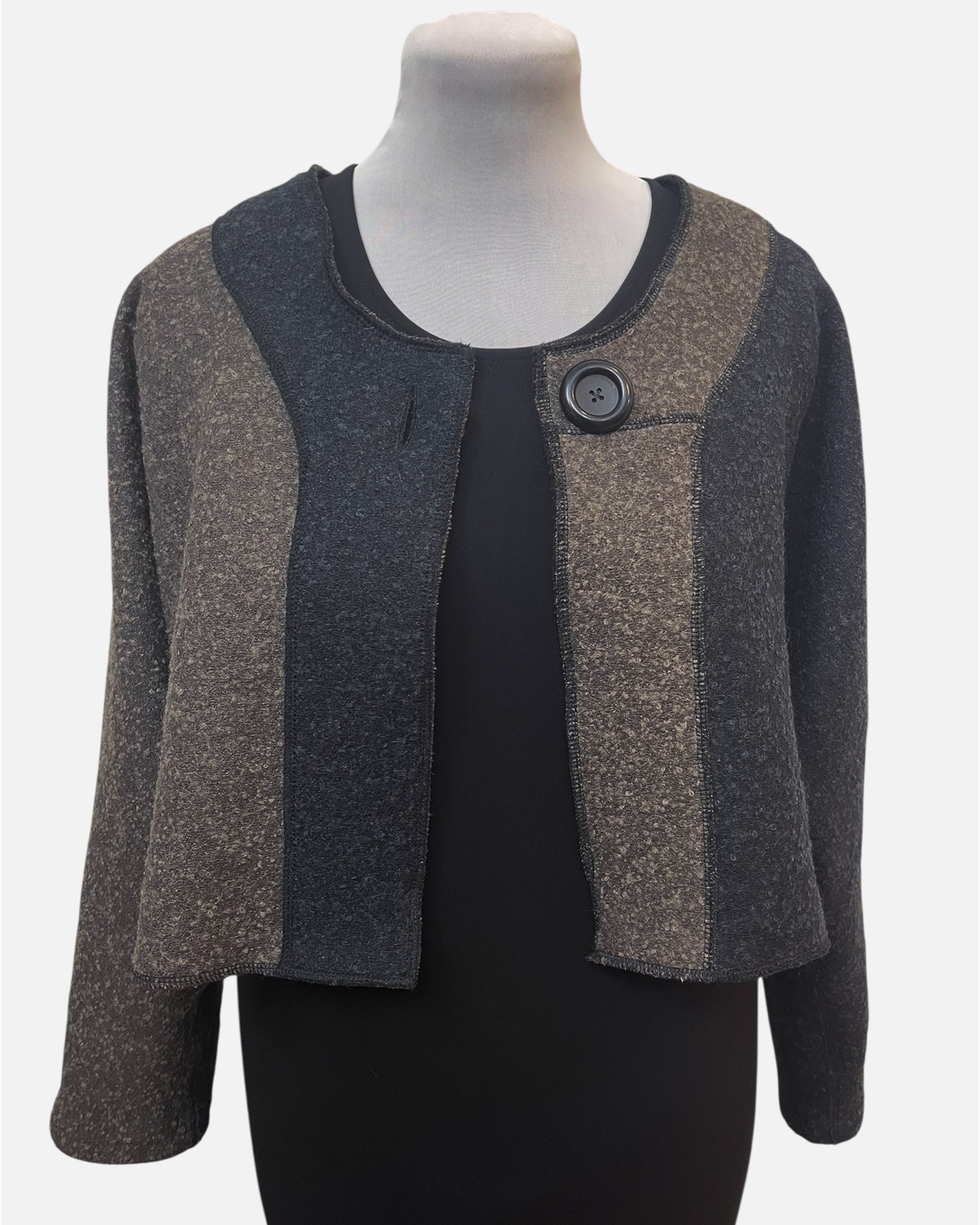 Charcoal Brown Alpaca Wool Bolero Knobby Weave | Engayla