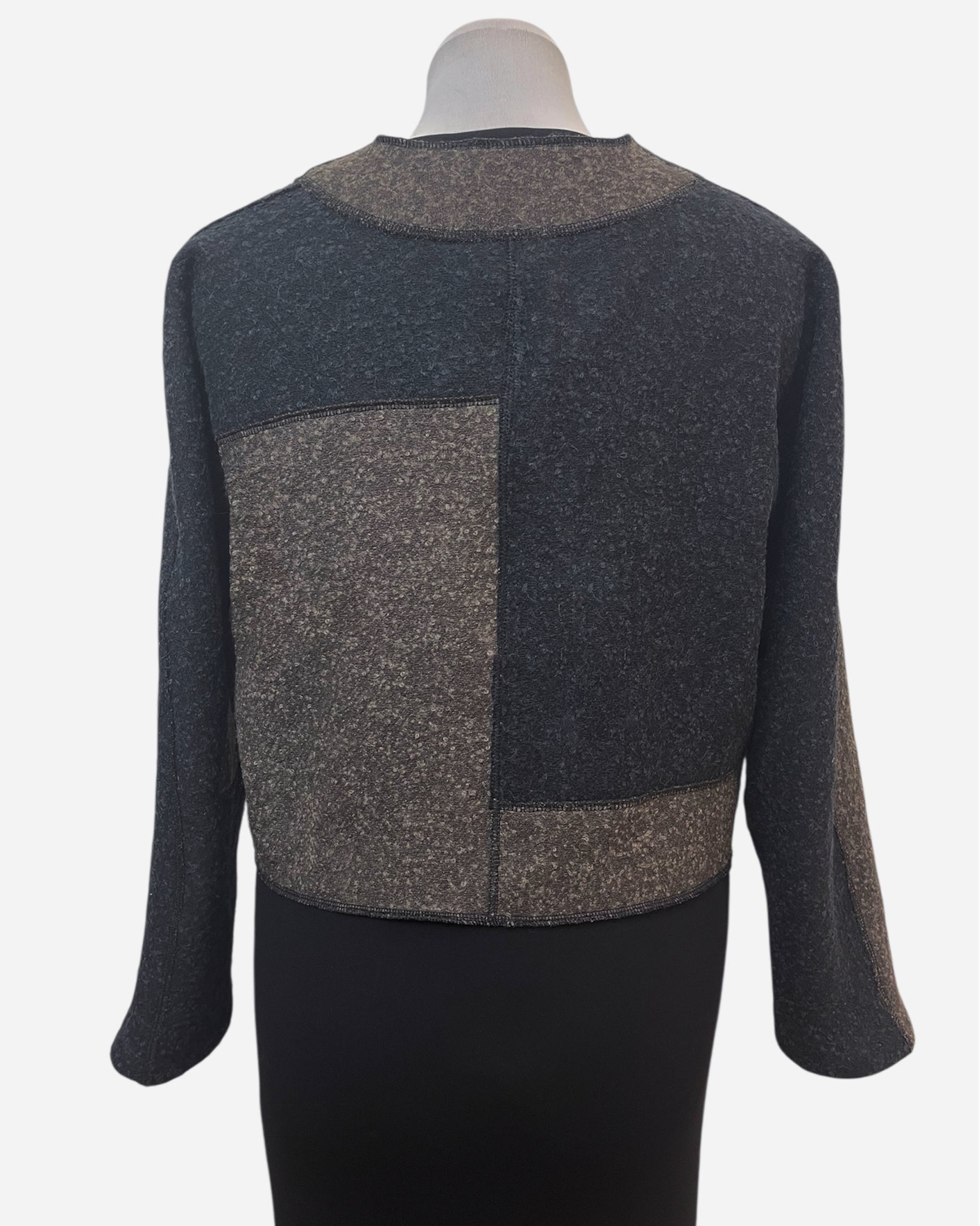 Charcoal Brown Alpaca Wool Bolero Knobby Weave | Engayla