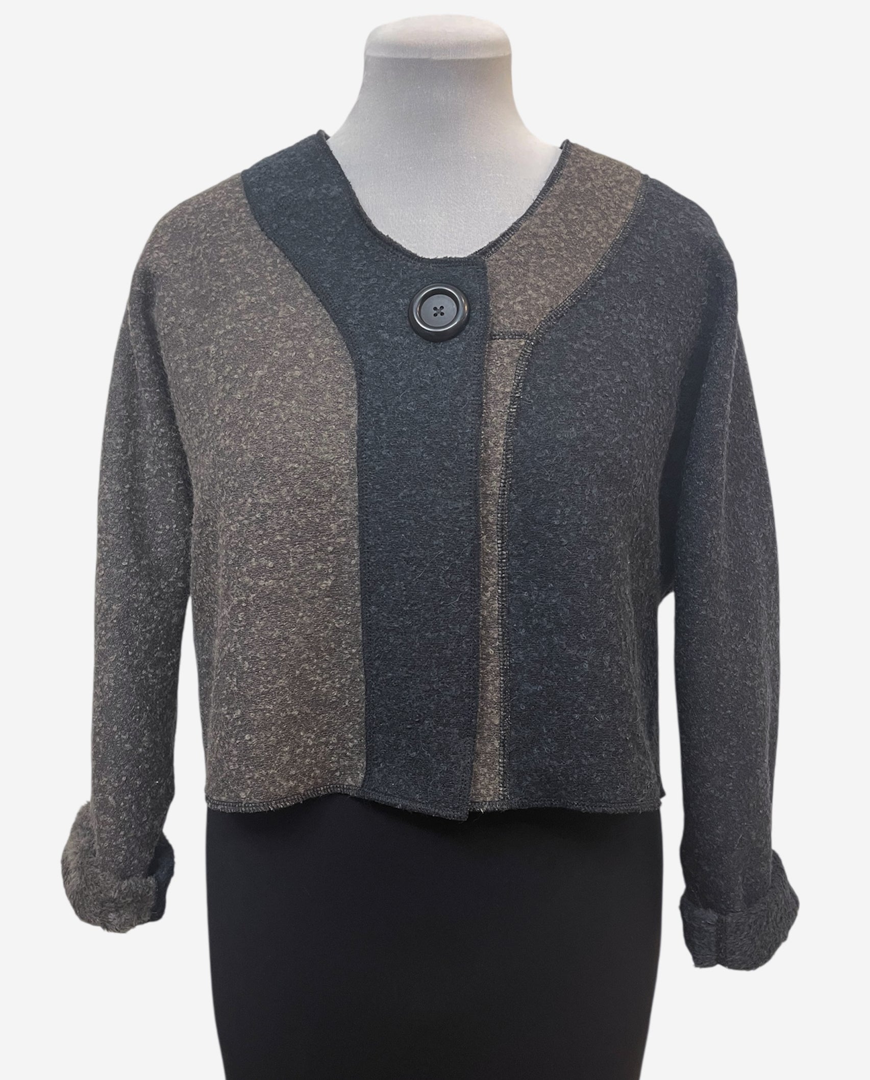 Charcoal Brown Alpaca Wool Bolero Knobby Weave | Engayla