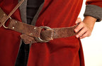 Brown Distressed Leather Belt Five Ring Riveted Upcycled | Engayla