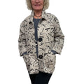 Beige Italian Linen Abstract Jacket Vintage Buttons, handmade in Seattle by Angela Ehrig