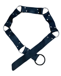 Black Leather Ring Belt Silver Rivets Reversible, handmade in Seattle by Angela Ehrig