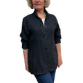Black Yarn-Dyed Linen Oversized Shirt Vintage Buttons, handmade in Seattle by Angela Ehrig
