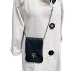 Black Leather Phone Crossbody Bag Swing Clasp Patina | Engayla