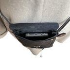 Black Leather Phone Crossbody Bag Swing Clasp Patina | Engayla