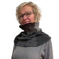 Black Grey Upcycled Cashmere Neck Warmer Deconstructed, handmade in Seattle by Angela Ehrig