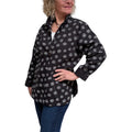Black Grey Dot Cotton Big Shirt Vintage Buttons, handmade in Seattle by Angela Ehrig