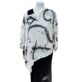 Black Hand Painted Habotai Silk Poncho Abstract, handmade in Seattle by Angela Ehrig