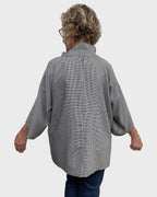 Black White Wool Polyester Mini Houndstooth Tunic | Engayla