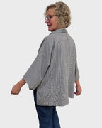 Black White Wool Polyester Mini Houndstooth Tunic | Engayla