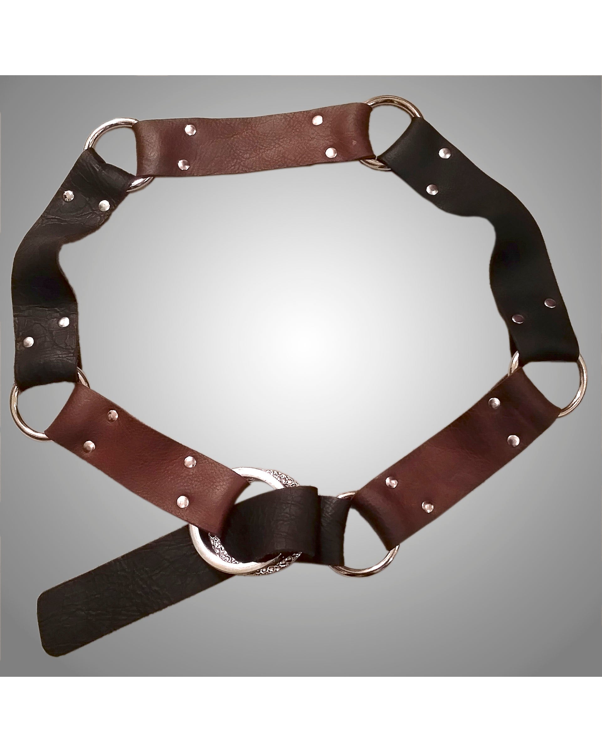 Brown Black Natural Grain Leather Ring Belt Reversible | Engayla