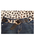 Black White Textured Leather Belt Steel Rings 1.5 Inch | Engayla