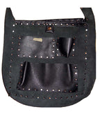 Black White Natural Grain Textured Leather Shoulder Tote | Engayla