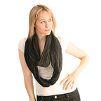 Black Habotai Silk Infinity Scarf 88 Inch Loop | Engayla