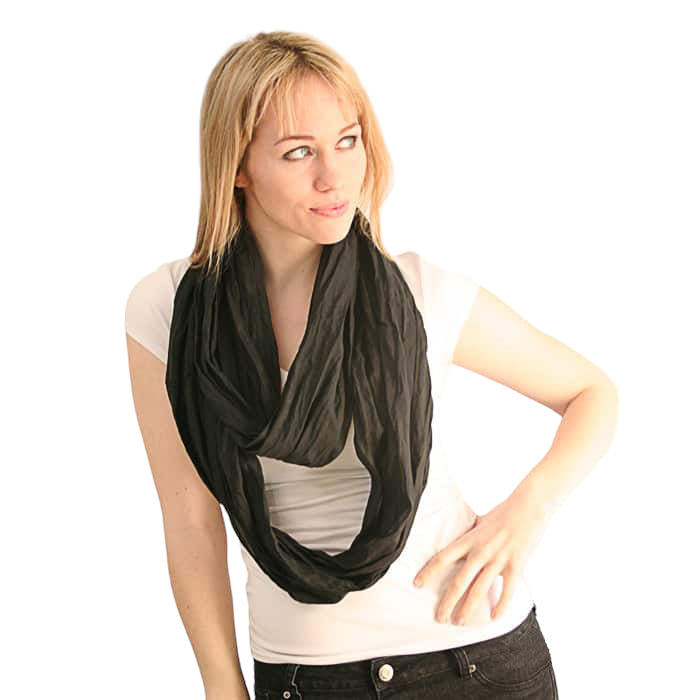 Black Habotai Silk Infinity Scarf 88 Inch Loop | Engayla