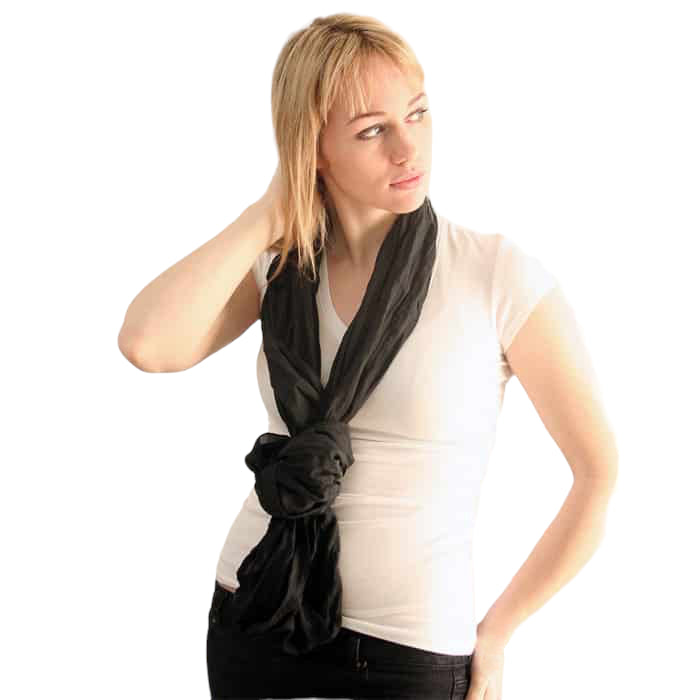 Black Habotai Silk Infinity Scarf 88 Inch Loop | Engayla