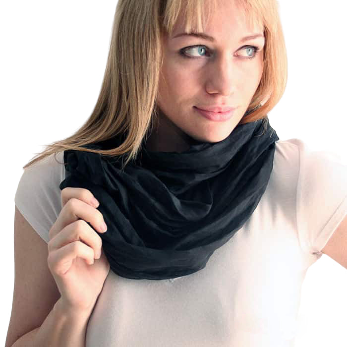 Black Habotai Silk Infinity Scarf 88 Inch Loop | Engayla
