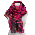 Pink Magenta Eco Print Silk Scarf Black Walnut, handmade in Seattle by Angela Ehrig