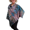 Black Walnut Eco Print Silk Poncho Natural Dye, handmade in Seattle by Angela Ehrig