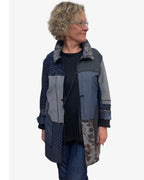 Navy Denim Cotton Linen Upcycled Jacket Remnants | Engayla