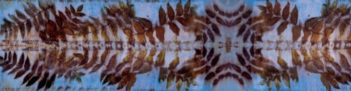 Blue Maroon Eco Print Silk Scarf Black Walnut Botanical | Engayla