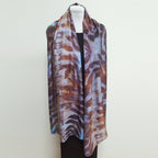 Blue Maroon Eco Print Silk Scarf Black Walnut Botanical | Engayla