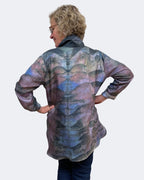 Purple Eco Print Silk Twill Shirttail Shirt Black Walnut | Engayla