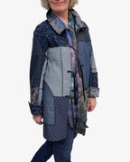 Navy Denim Cotton Linen Upcycled Jacket Remnants | Engayla