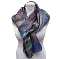 Blue Purple Eco Print Silk Scarf Black Walnut, handmade in Seattle by Angela Ehrig
