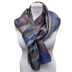 Blue Purple Eco Print Silk Scarf Black Walnut | Engayla