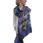 Blue Purple Eco Print Silk Scarf Black Walnut | Engayla