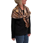 Eco-Printed Black Walnut Silk Poncho - Sustainable Fashion Cover-Up