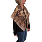 Eco-Printed Black Walnut Silk Poncho - Sustainable Fashion Cover-Up