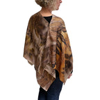 Eco-Printed Black Walnut Silk Poncho - Sustainable Fashion Cover-Up