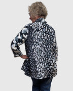 Grey Black White Silk Charmeuse Jacket Shawl Collar Engayla
