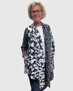 Grey Black White Silk Charmeuse Jacket Shawl Collar Engayla