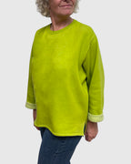Chartreuse Cotton Sweatshirt Tunic Hi Lo | Engayla