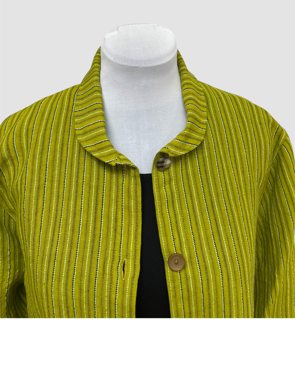 Chartreuse Hand Dyed Linen Big Shirt Upcycled Buttons | Engayla