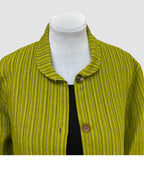 Chartreuse Hand Dyed Linen Big Shirt Upcycled Buttons | Engayla