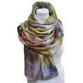 Chestnut Eco Print Silk Scarf Botanical Hand Dyed, handmade in Seattle by Angela Ehrig