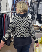 Beige Black Jacquard Cotton Bolero Jacket Washable | Engayla