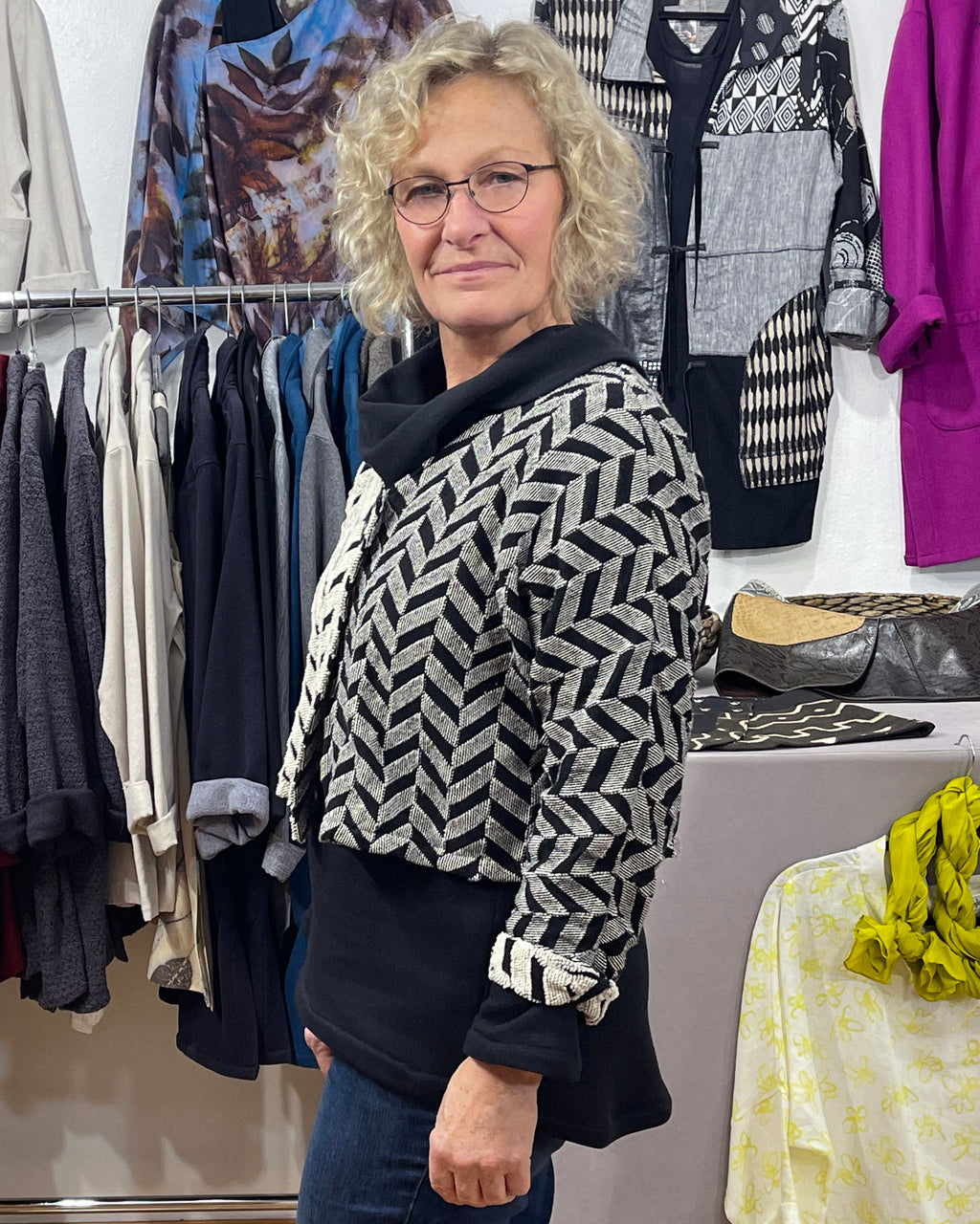 Beige Black Jacquard Cotton Bolero Jacket Washable | Engayla
