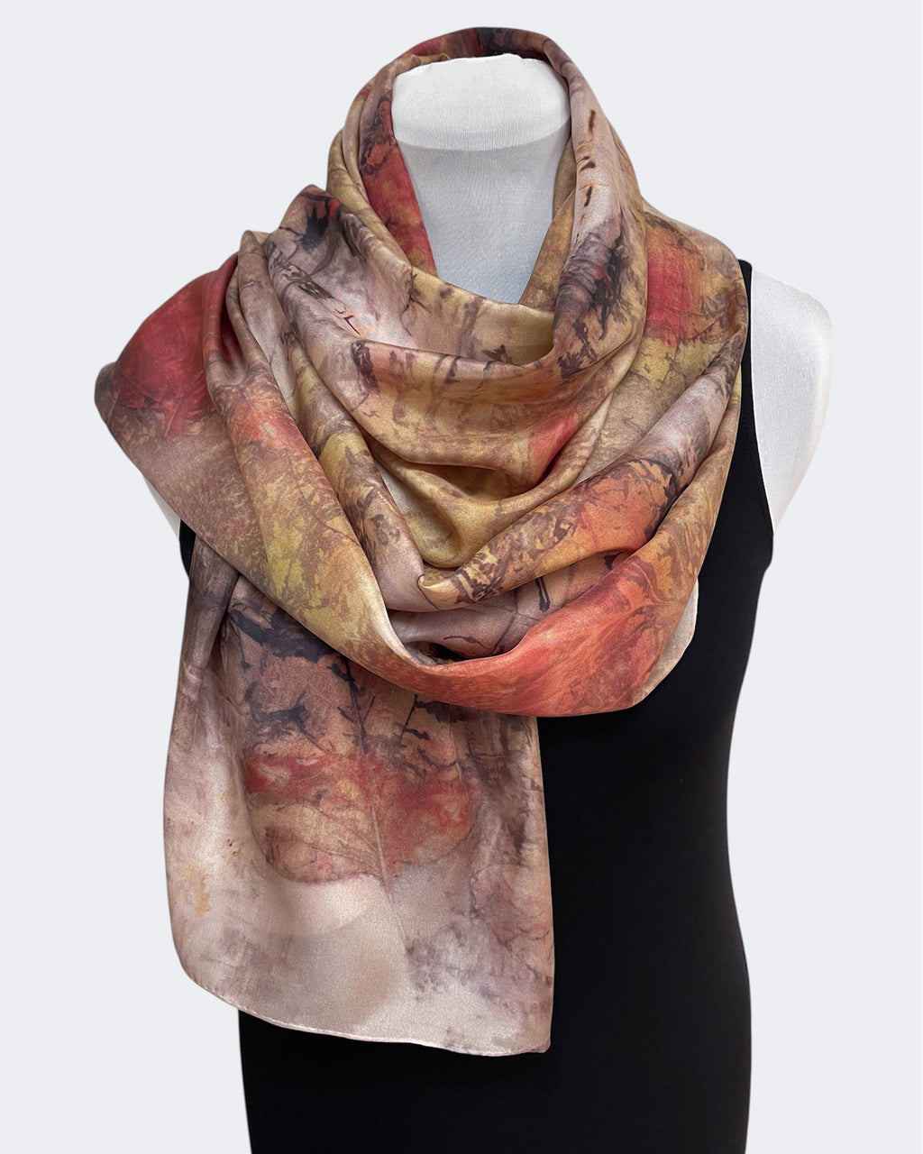 Copper Rust Silk Scarf Tulip Tree Eco Print | Engayla