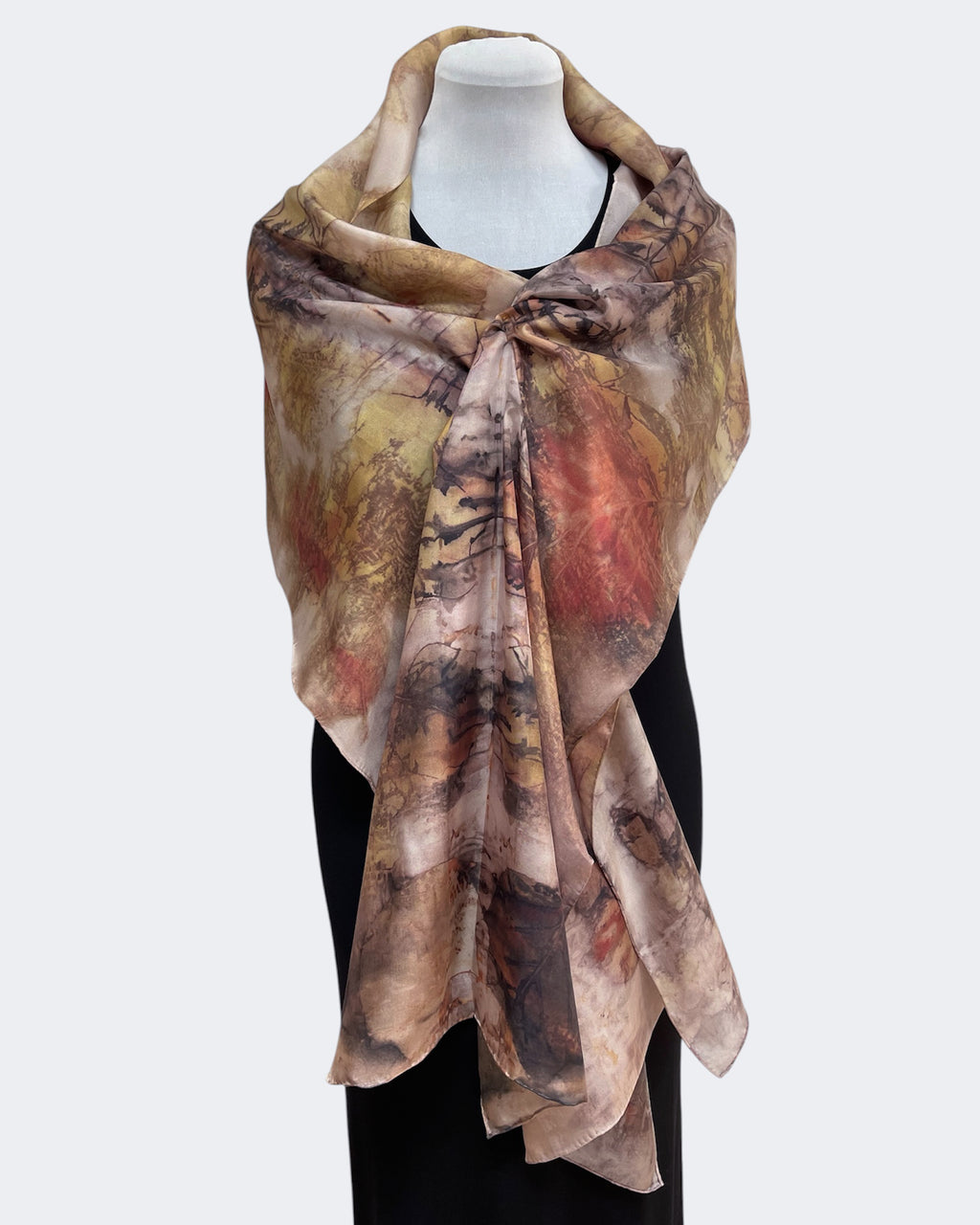 Copper Rust Silk Scarf Tulip Tree Eco Print | Engayla