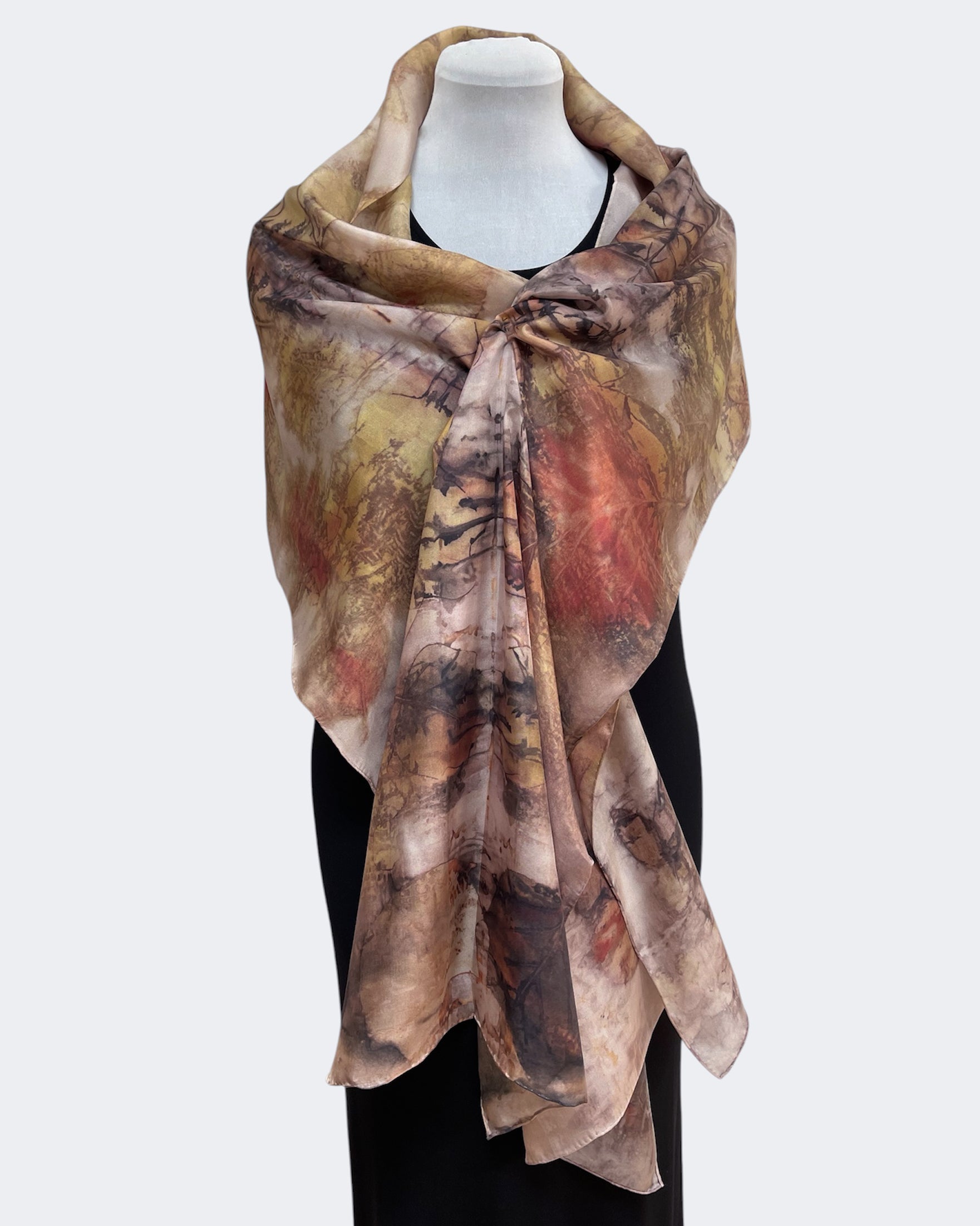 Copper Rust Silk Scarf Tulip Tree Eco Print | Engayla