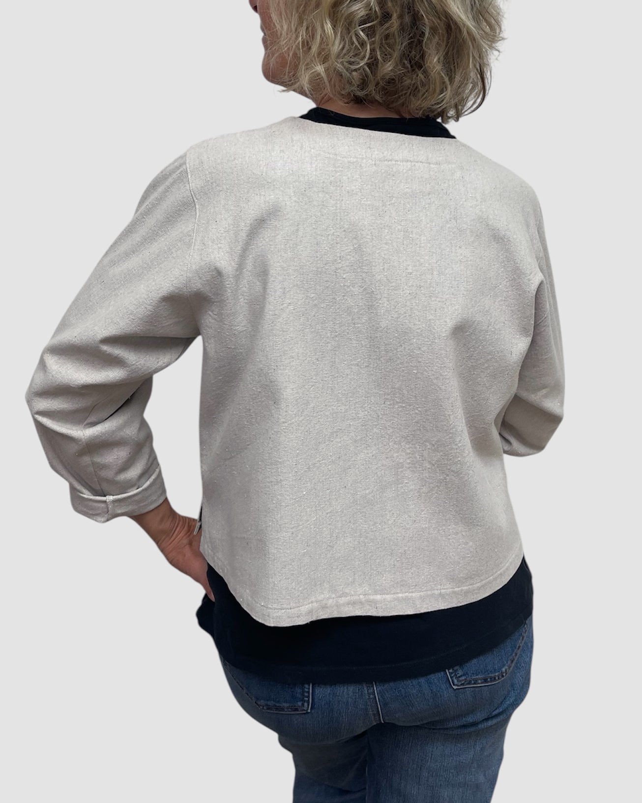 Cotton Canvas Cropped Jacket Vintage Buttons Layering | Engayla
