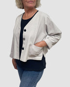 Cotton Canvas Cropped Jacket Vintage Buttons Layering | Engayla